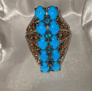 Beaded turquoise ring